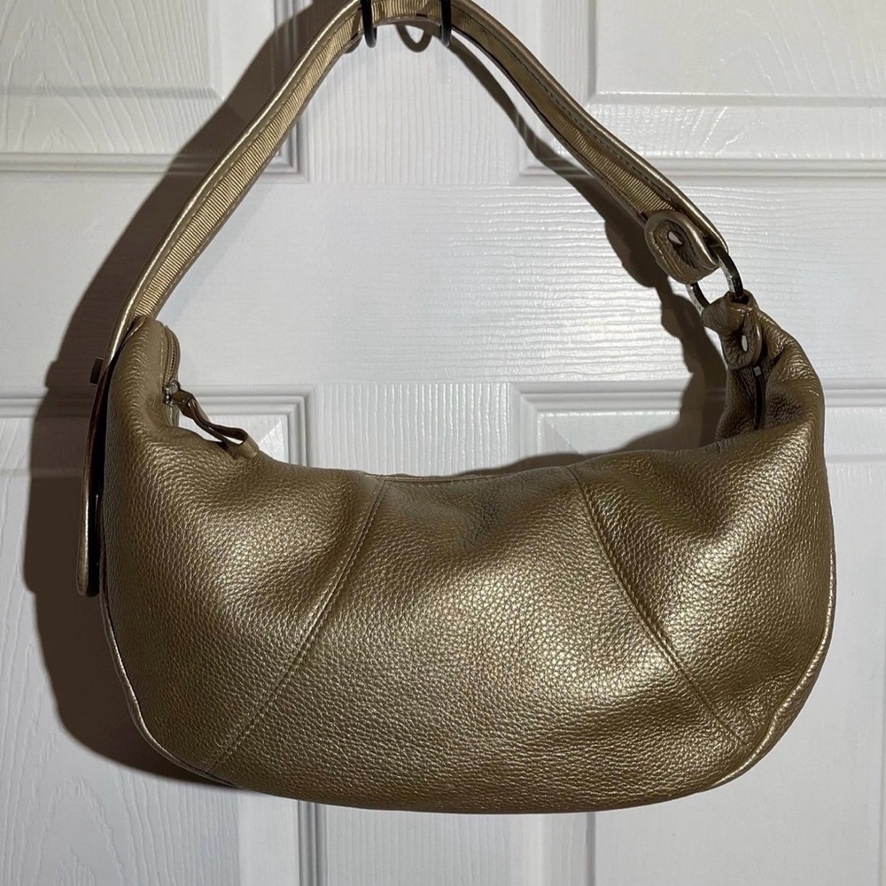 The Sak Leather Shoulder Bag Metallic Gold  Barrel Bag Pink Label - Picture 2 of 12